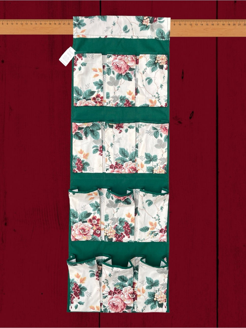 Vintage New Old Stock Home Sewn Waverly Fabric Hanging Closet Shoes Organizer
